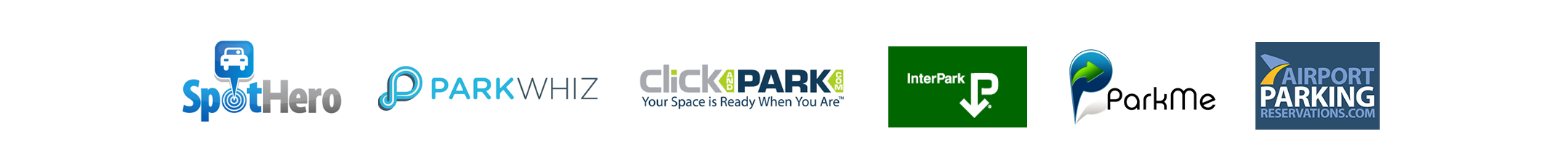Parkonect, SpotHero, ParkWhiz, ClickAndPark.com, InterPark, ParkMe, AirportParkingReservations.com